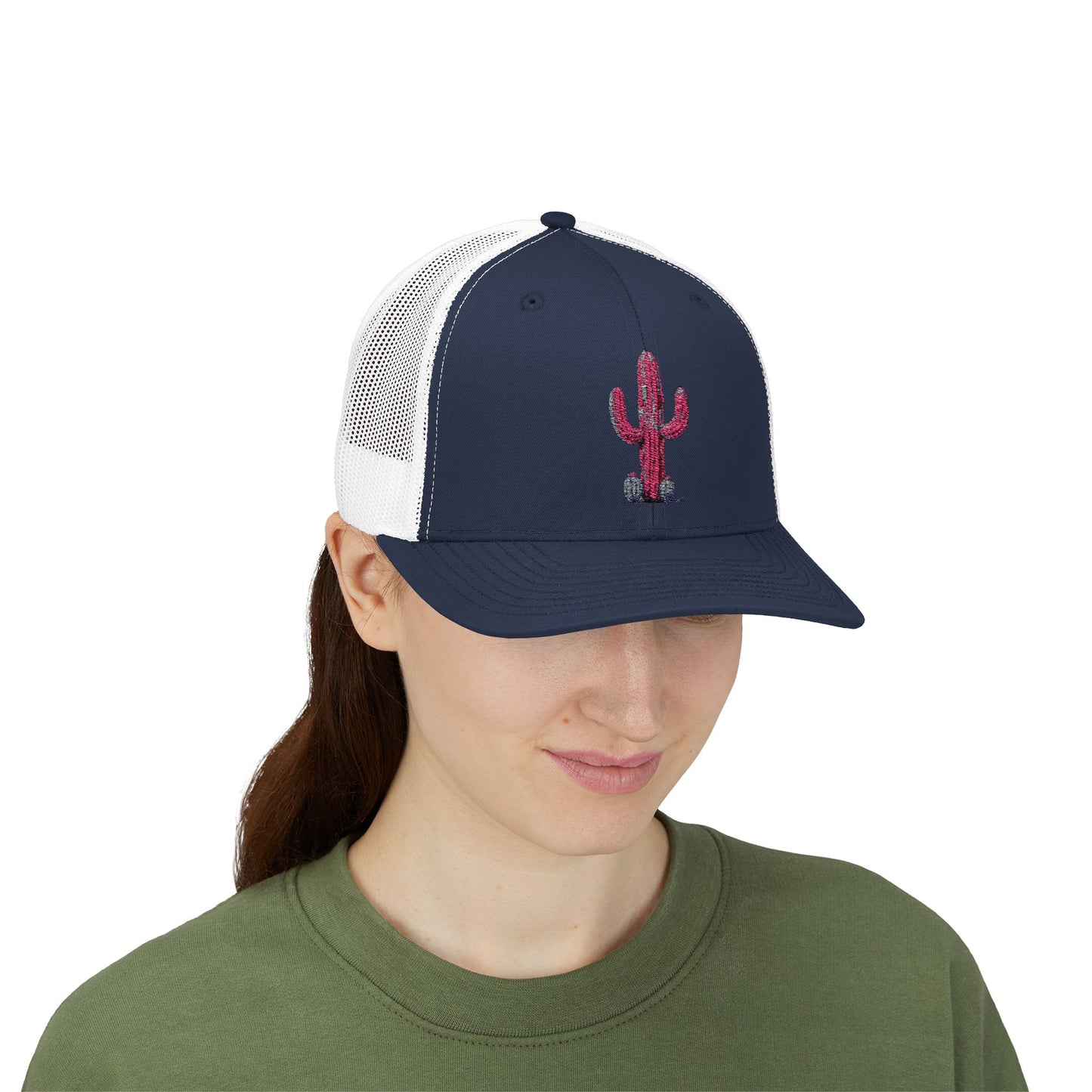 "Ms. Pink Nopal" - EMBROIDERED Snapback Trucker Cap - Lady