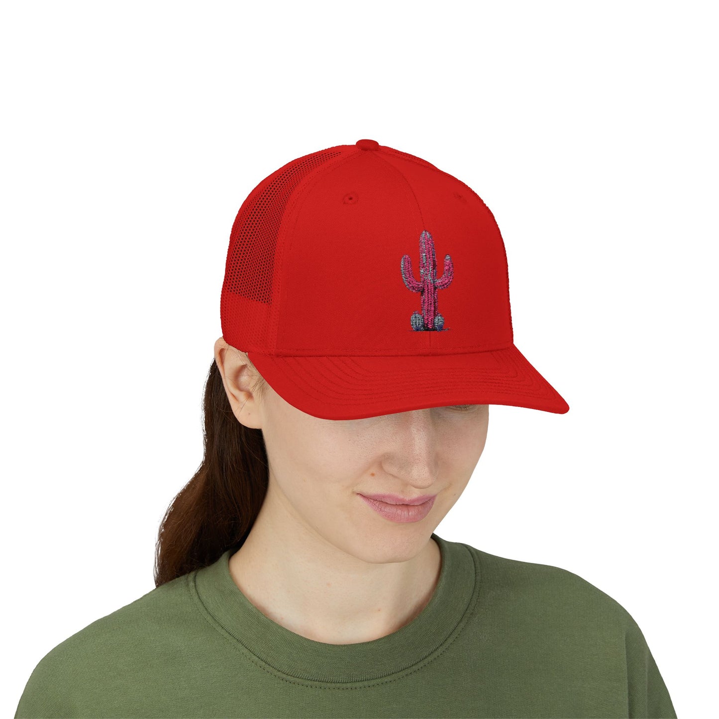 "Ms. Pink Nopal" - EMBROIDERED Snapback Trucker Cap - Lady