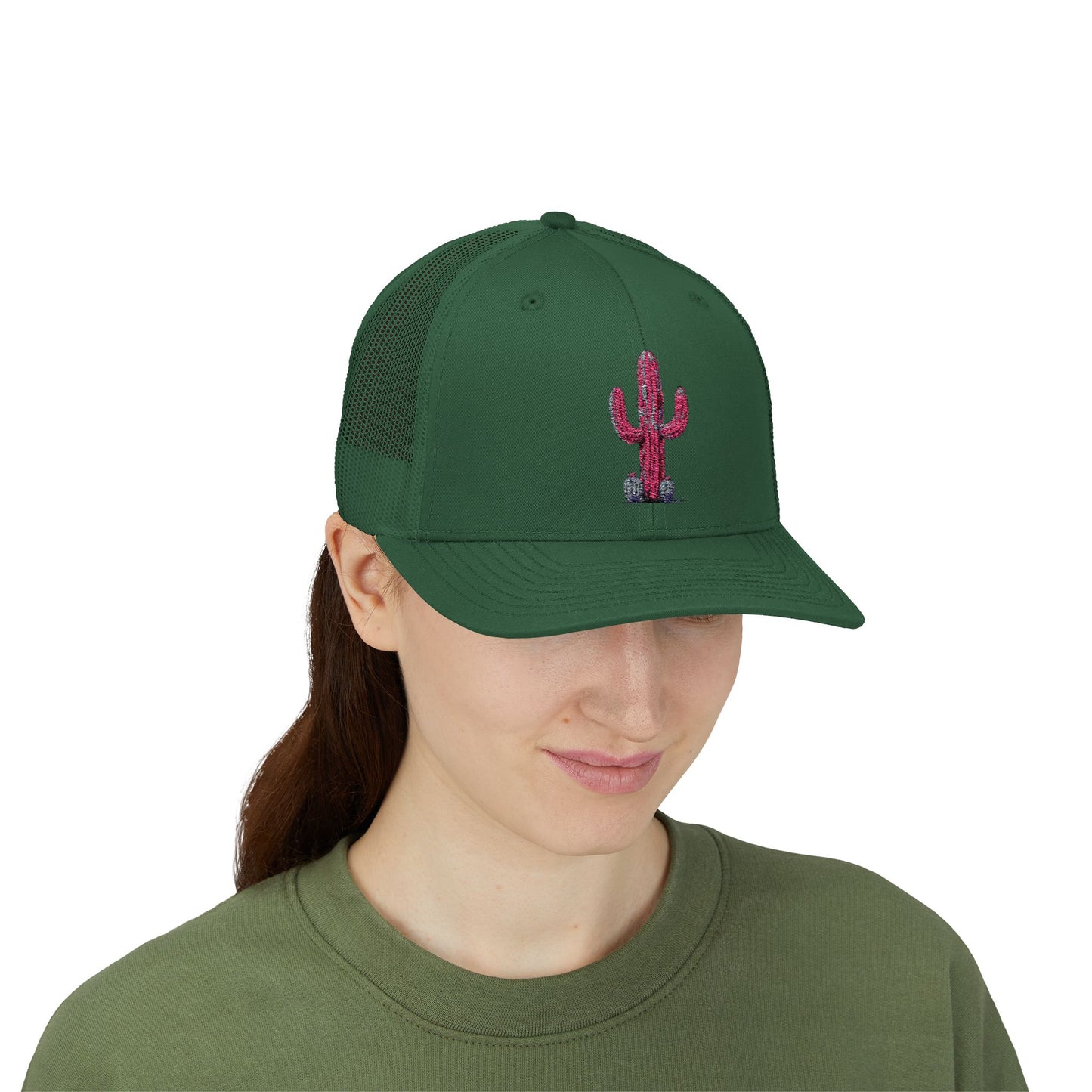 "Ms. Pink Nopal" - EMBROIDERED Snapback Trucker Cap - Lady