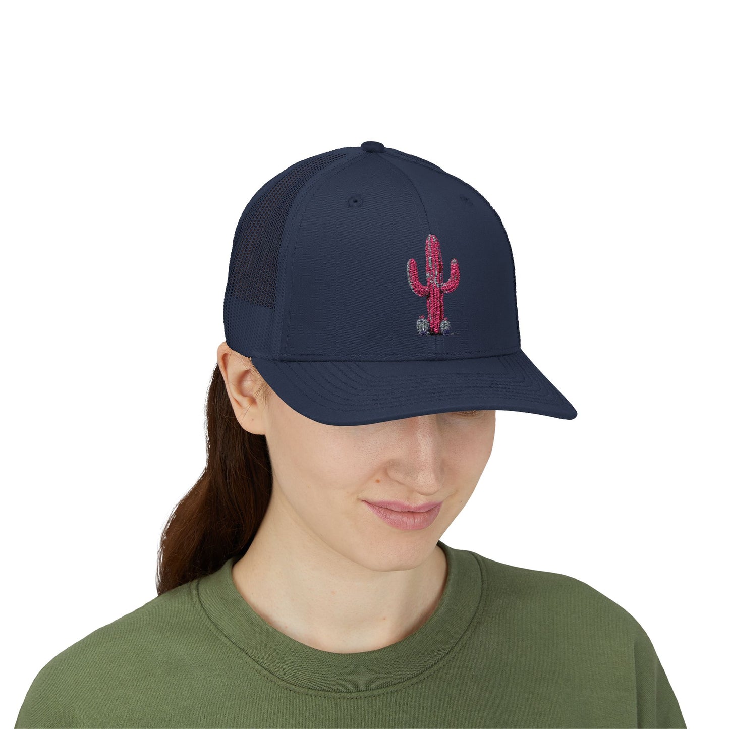 "Ms. Pink Nopal" - EMBROIDERED Snapback Trucker Cap - Lady