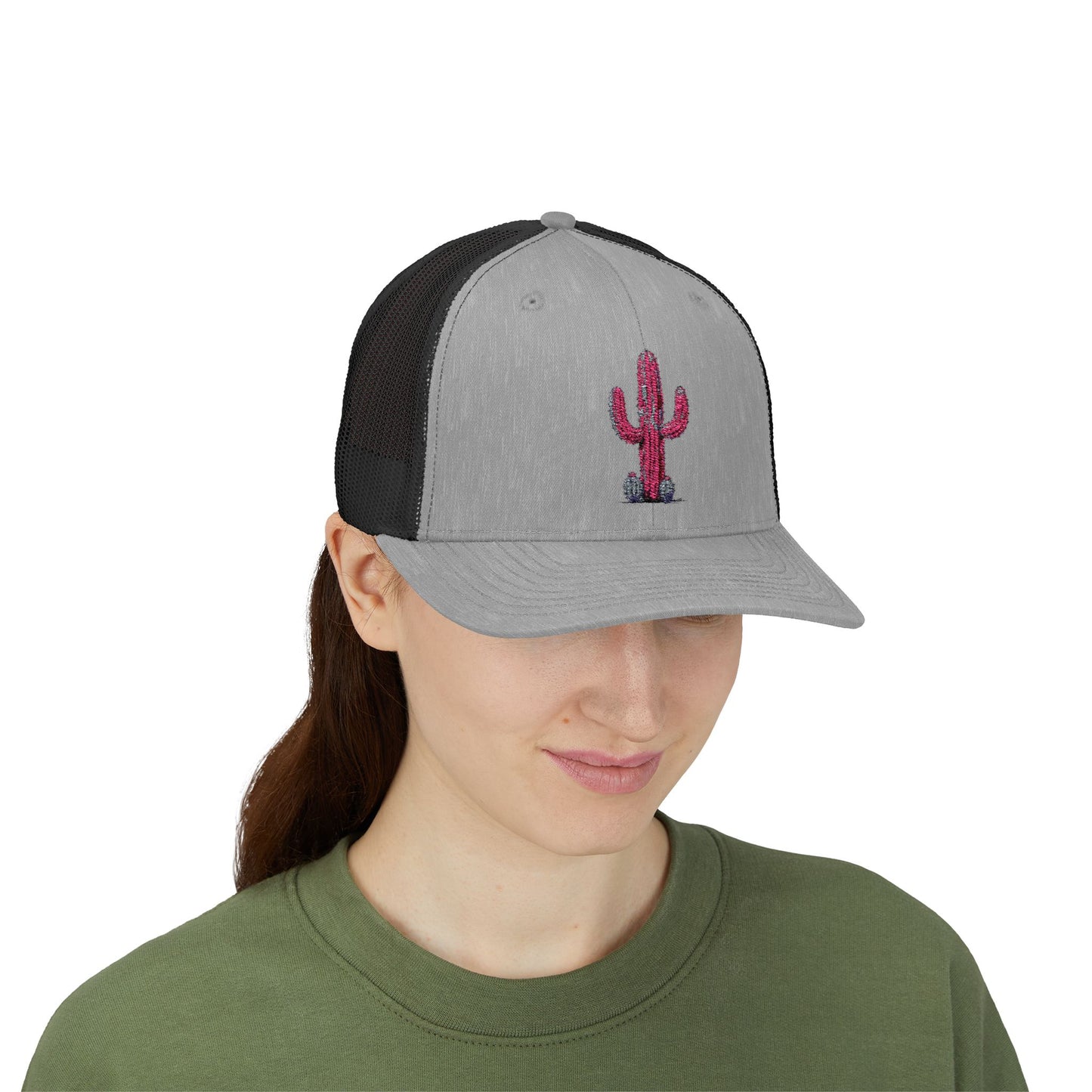 "Ms. Pink Nopal" - EMBROIDERED Snapback Trucker Cap - Lady