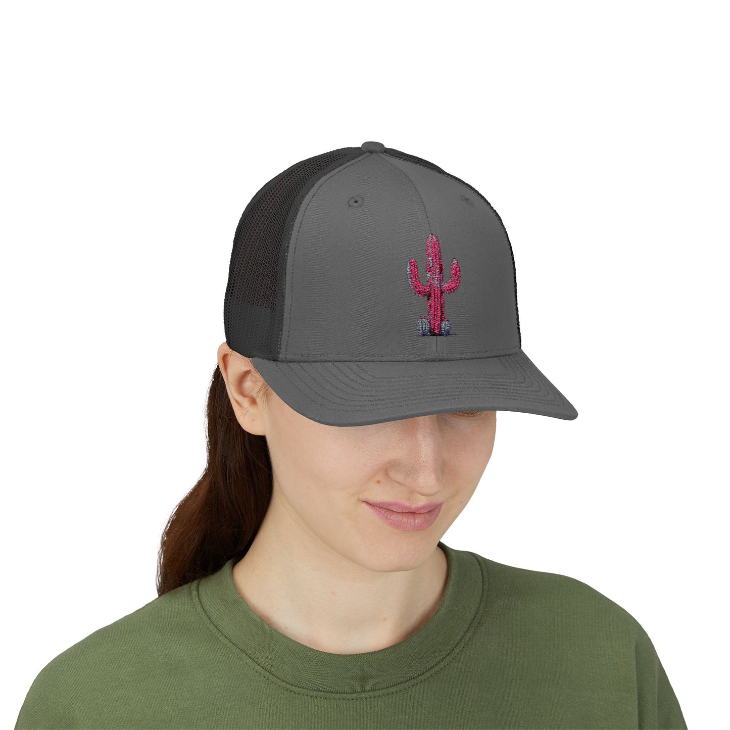 "Ms. Pink Nopal" - EMBROIDERED Snapback Trucker Cap - Lady