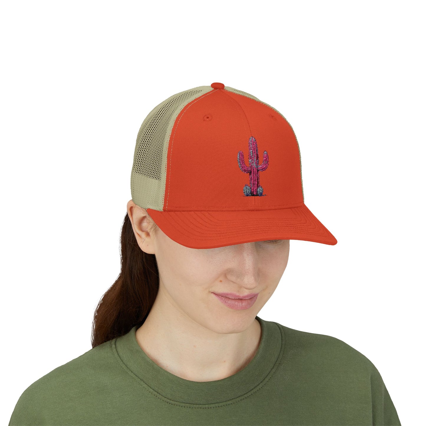 "Ms. Pink Nopal" - EMBROIDERED Snapback Trucker Cap - Lady