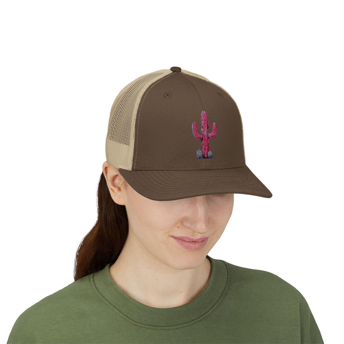 "Ms. Pink Nopal" - EMBROIDERED Snapback Trucker Cap - Lady