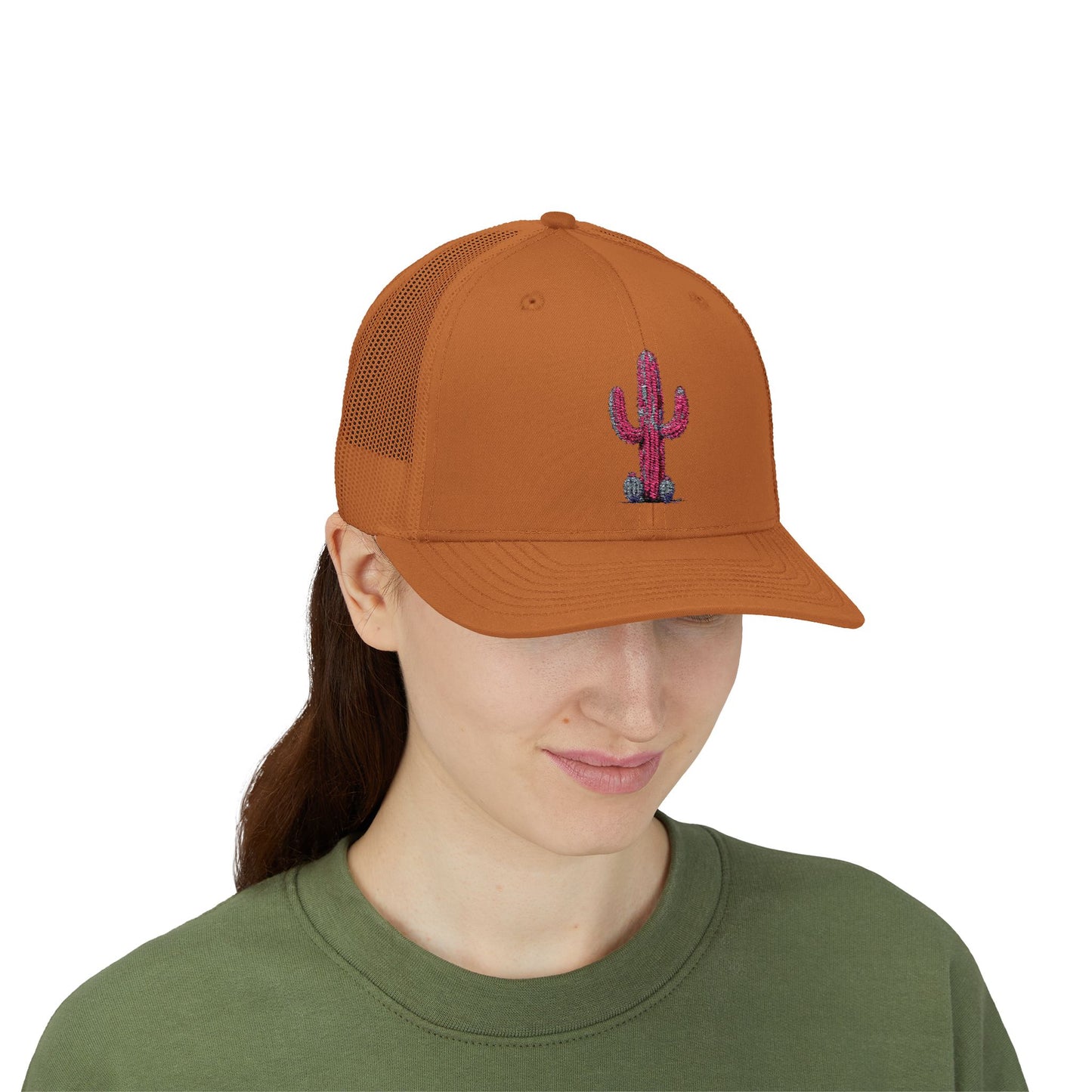 "Ms. Pink Nopal" - EMBROIDERED Snapback Trucker Cap - Lady
