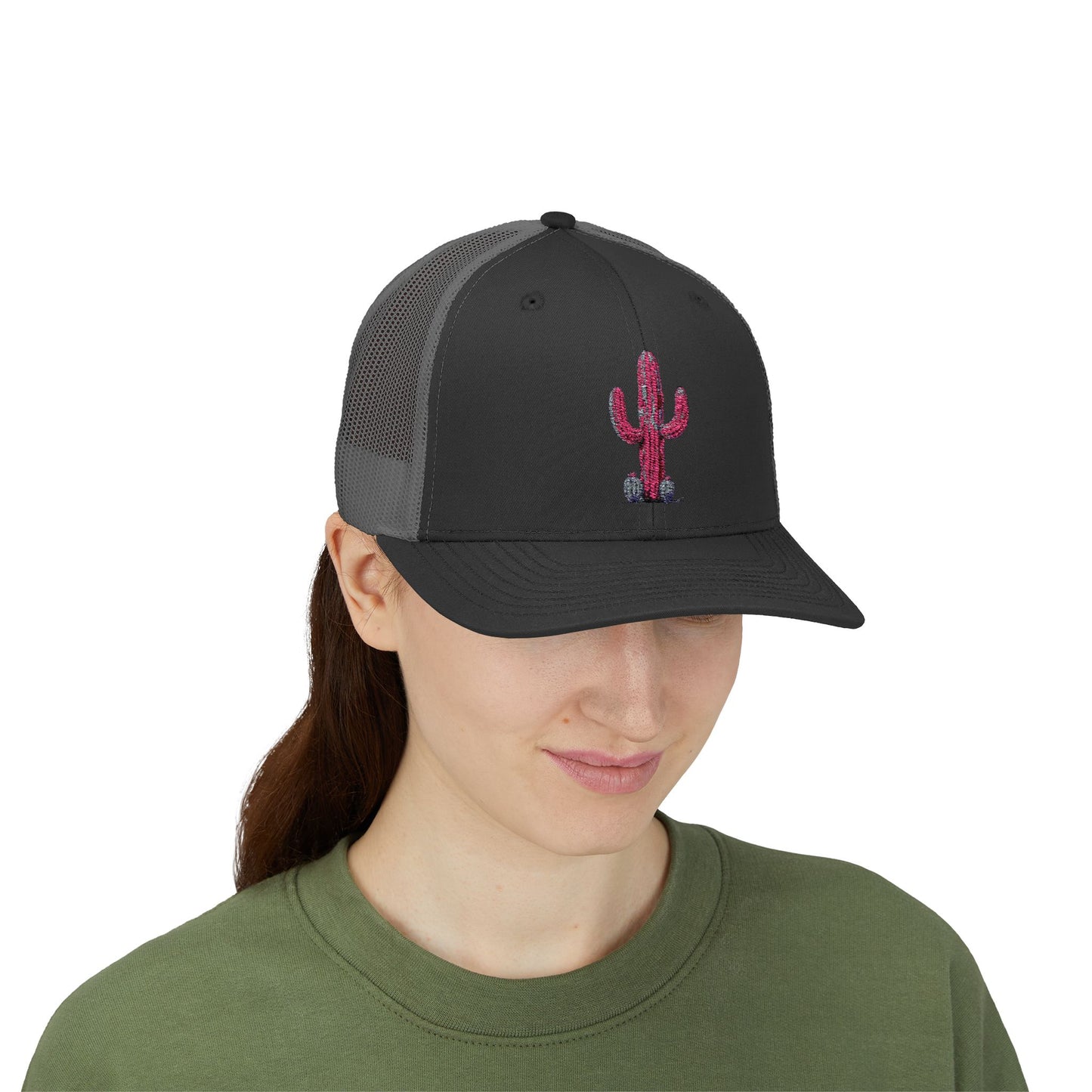 "Ms. Pink Nopal" - EMBROIDERED Snapback Trucker Cap - Lady