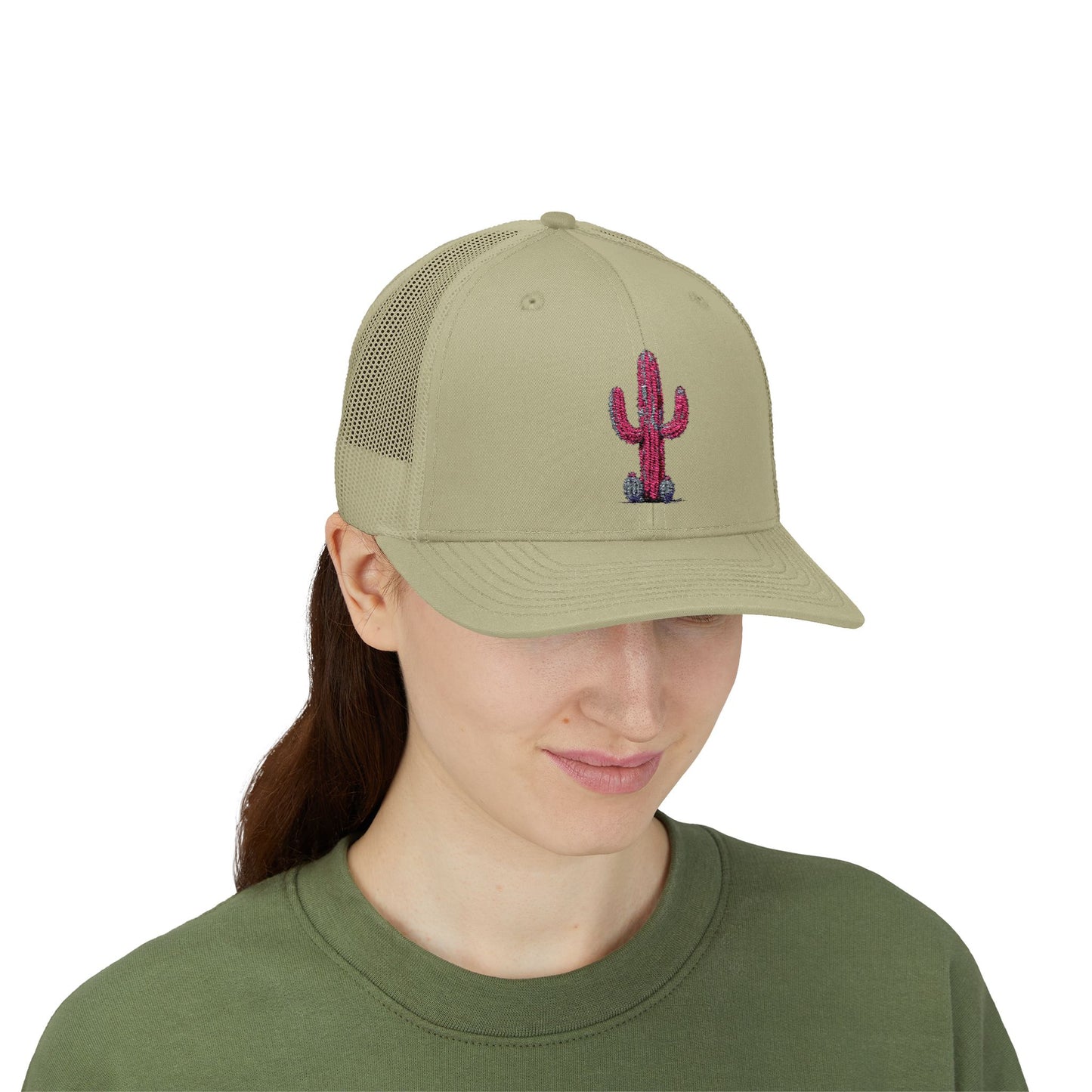 "Ms. Pink Nopal" - EMBROIDERED Snapback Trucker Cap - Lady
