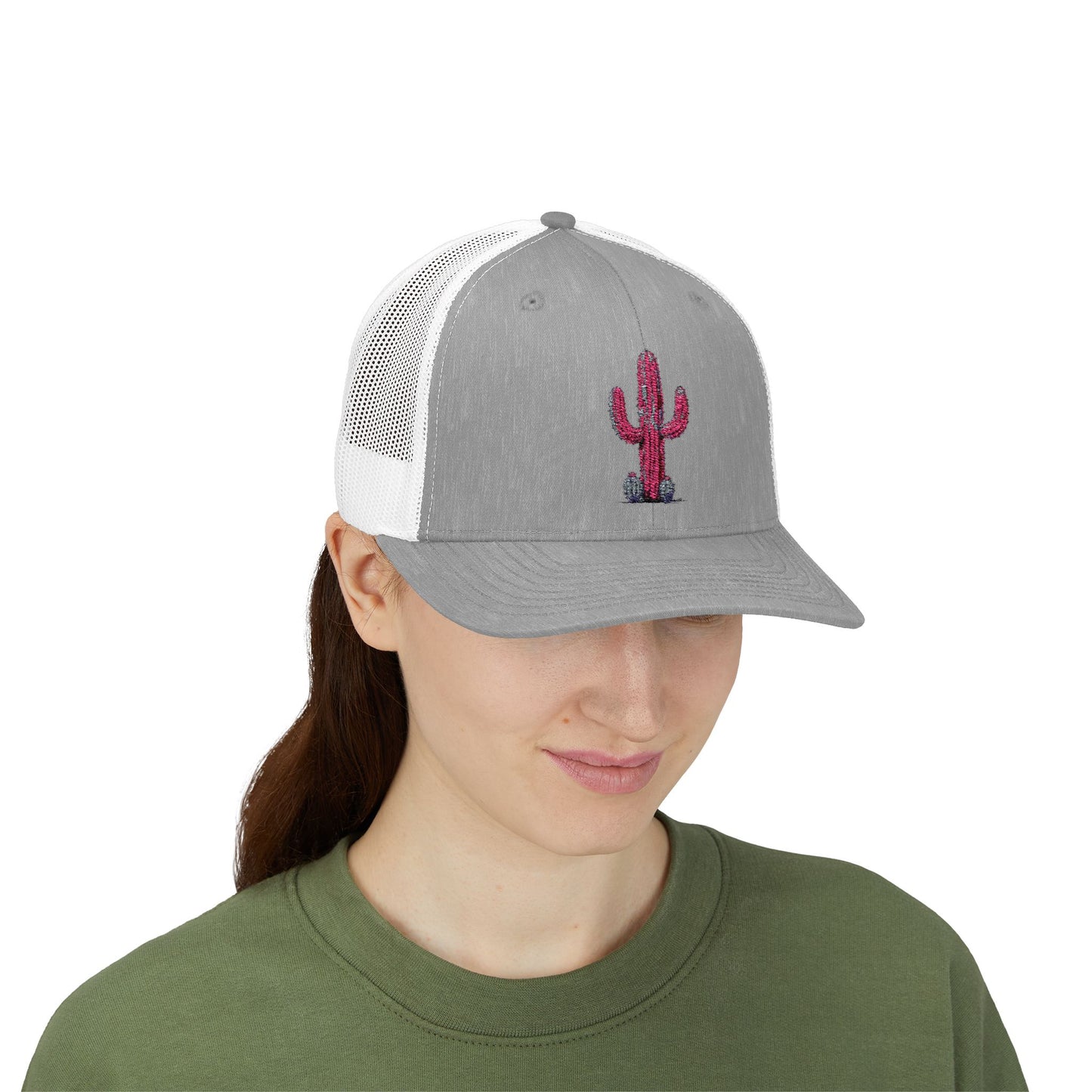 "Ms. Pink Nopal" - EMBROIDERED Snapback Trucker Cap - Lady