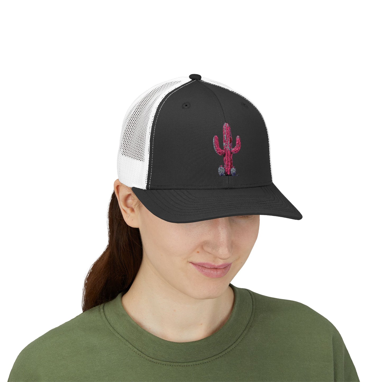 "Ms. Pink Nopal" - EMBROIDERED Snapback Trucker Cap - Lady