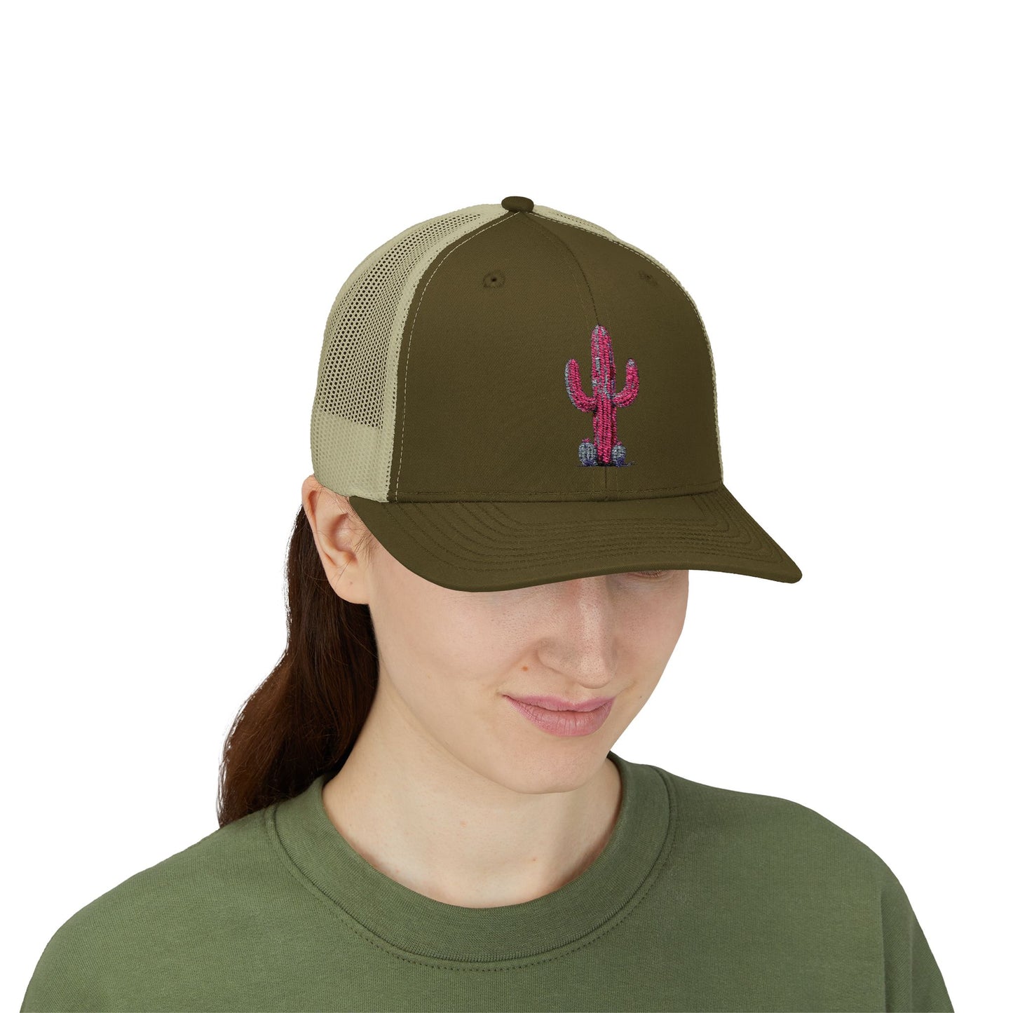 "Ms. Pink Nopal" - EMBROIDERED Snapback Trucker Cap - Lady