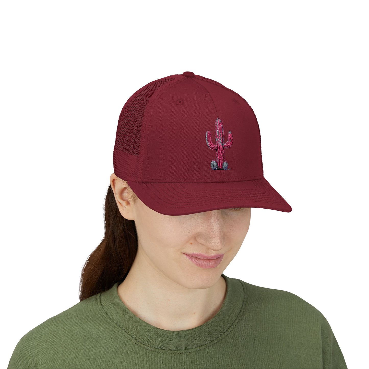 "Ms. Pink Nopal" - EMBROIDERED Snapback Trucker Cap - Lady