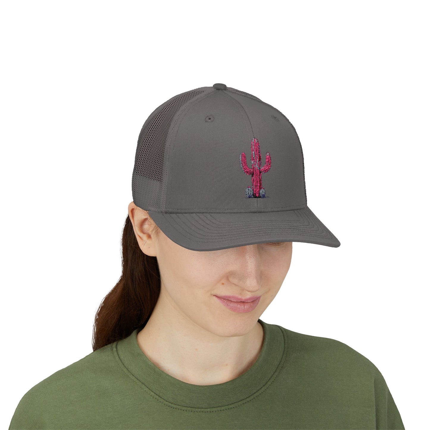"Ms. Pink Nopal" - EMBROIDERED Snapback Trucker Cap - Lady