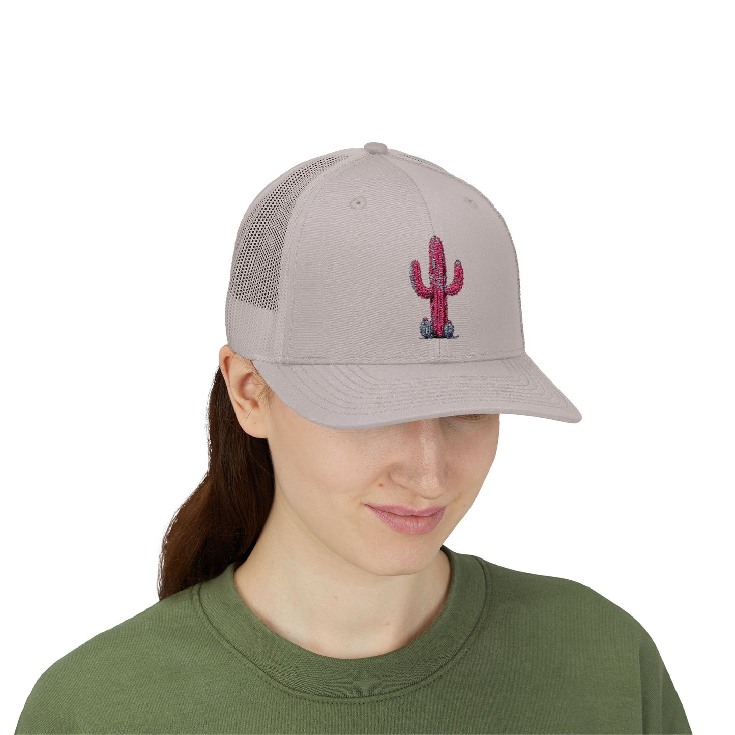 "Ms. Pink Nopal" - EMBROIDERED Snapback Trucker Cap - Lady