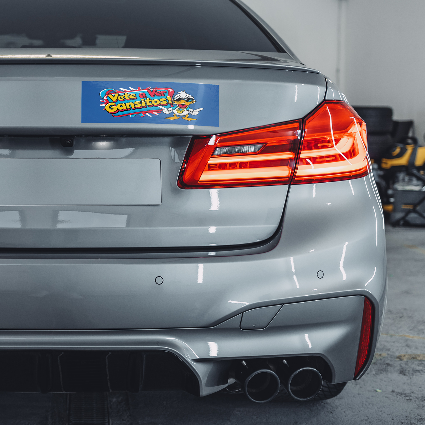 Vete_a_Ver_Gansitos_-_Vinyl_Bumper_Sti_WhiteBumperSticker-GrayCar_Mockup.png