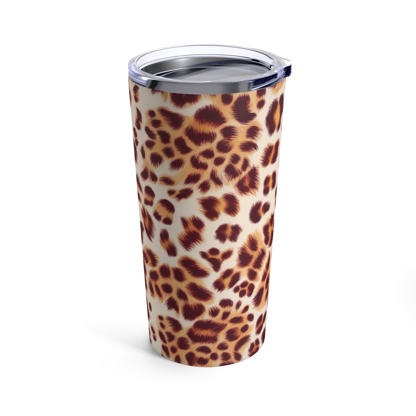 This Leopard Print Tumbler is a stylish and durable 20oz tumbler, perfect for keeping your drinks hot or cold. Its sleek design adds a touch of wildlife to your day. Whether on the go or relaxing at home, this tumbler is the perfect companion.