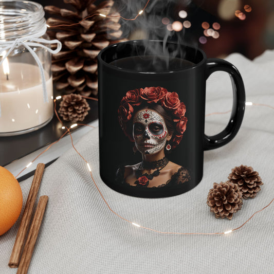 Elevate your morning coffee routine with this Catrina Coffee Mug featuring a Sugar Skull design. Perfect for those who love a touch of edge and intrigue in their everyday life. Ideal for Halloween, Dia de los Muertos, or Goth enthusiasts.