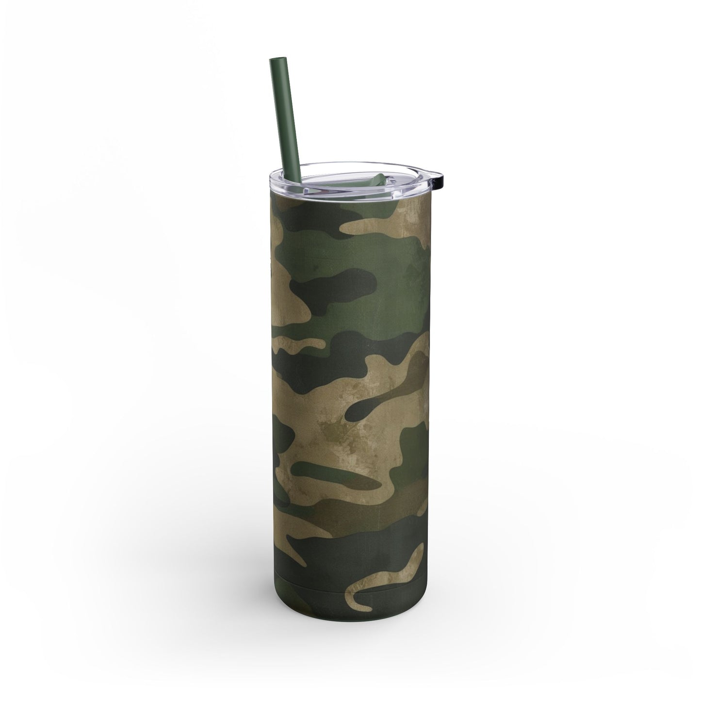 This Green Camo Skinny Tumbler features a classic style. The double-wall insulation keeps drinks hot up to 12 hours and cold up to 24 hours. The vibrant colors and sleek design make this tumbler a stylish accessory for any occasion.