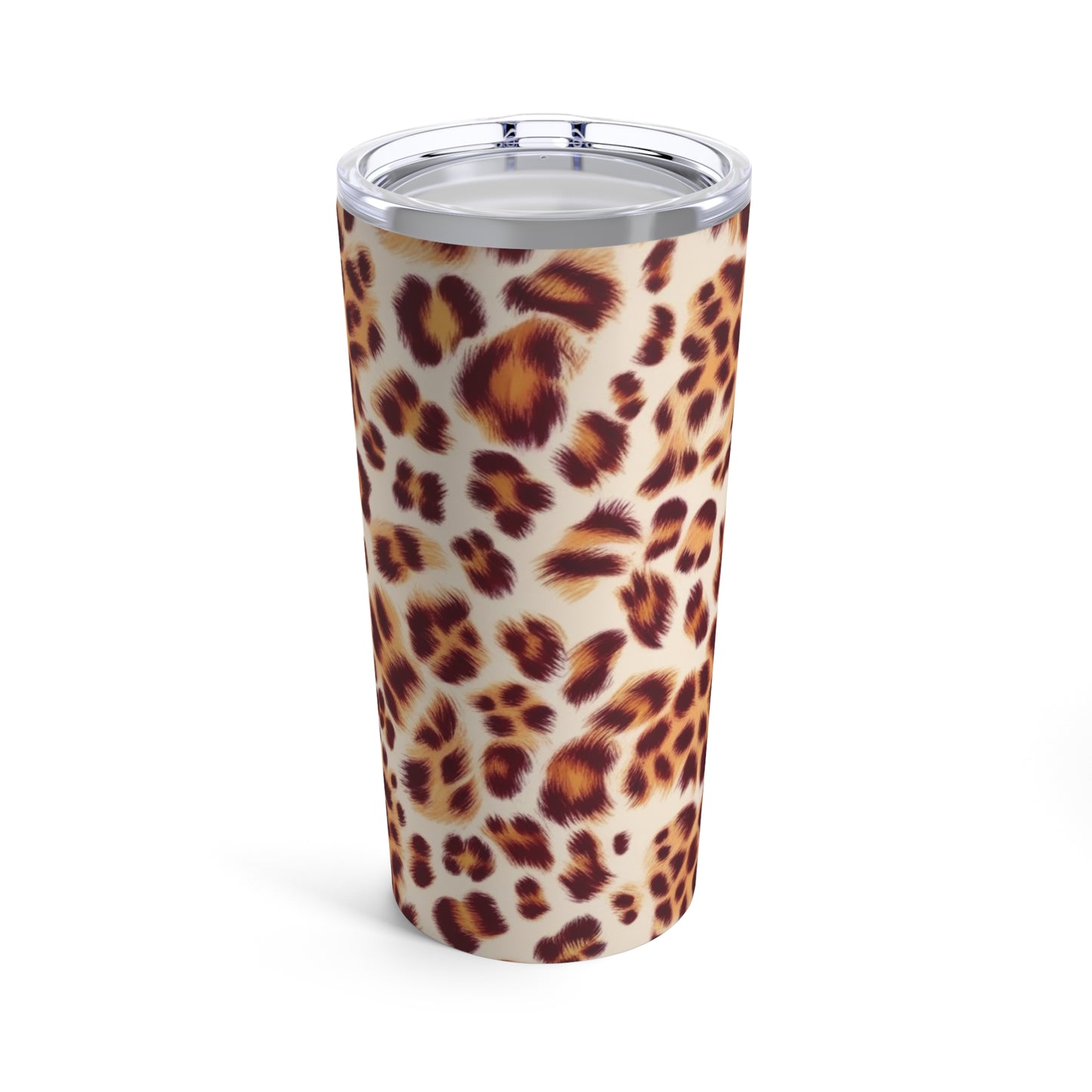 This Leopard Print Tumbler is a stylish and durable 20oz tumbler, perfect for keeping your drinks hot or cold. Its sleek design adds a touch of wildlife to your day. Whether on the go or relaxing at home, this tumbler is the perfect companion.