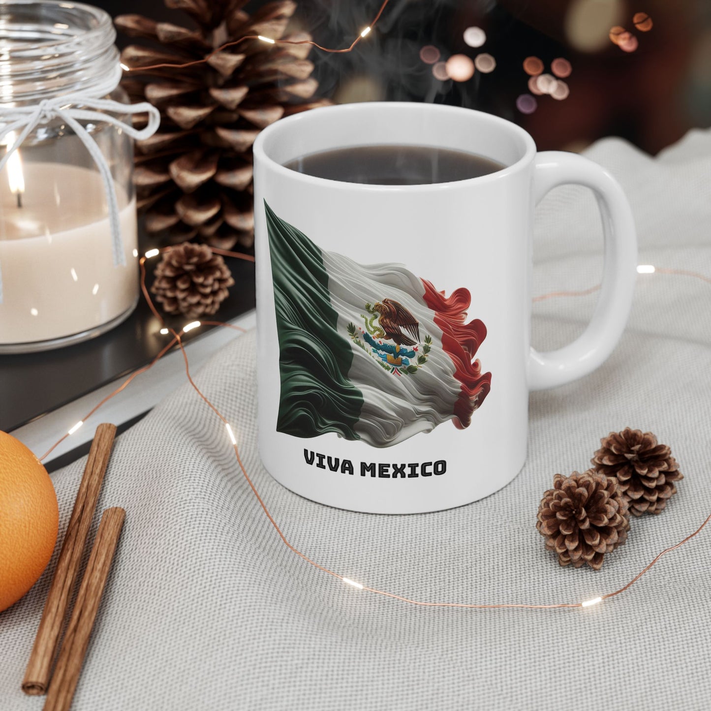 Celebrate Mexican pride with this vibrant Ceramic Mug featuring the Mexican Flag. Perfect for enjoying your morning coffee or tea, this mug is a great addition to any Mexican's kitchen. Ideal for Mexican Independence Day celebrations and everyday use.