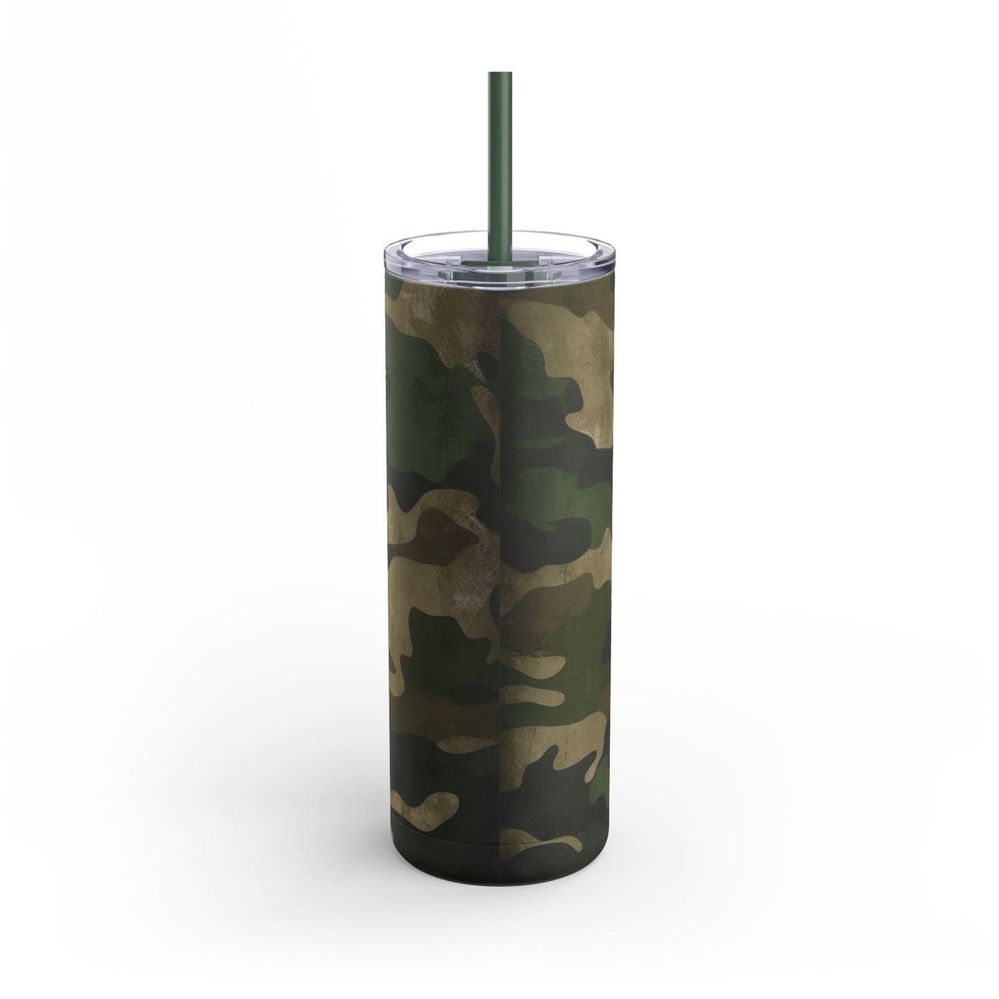 This Green Camo Skinny Tumbler features a classic style. The double-wall insulation keeps drinks hot up to 12 hours and cold up to 24 hours. The vibrant colors and sleek design make this tumbler a stylish accessory for any occasion.