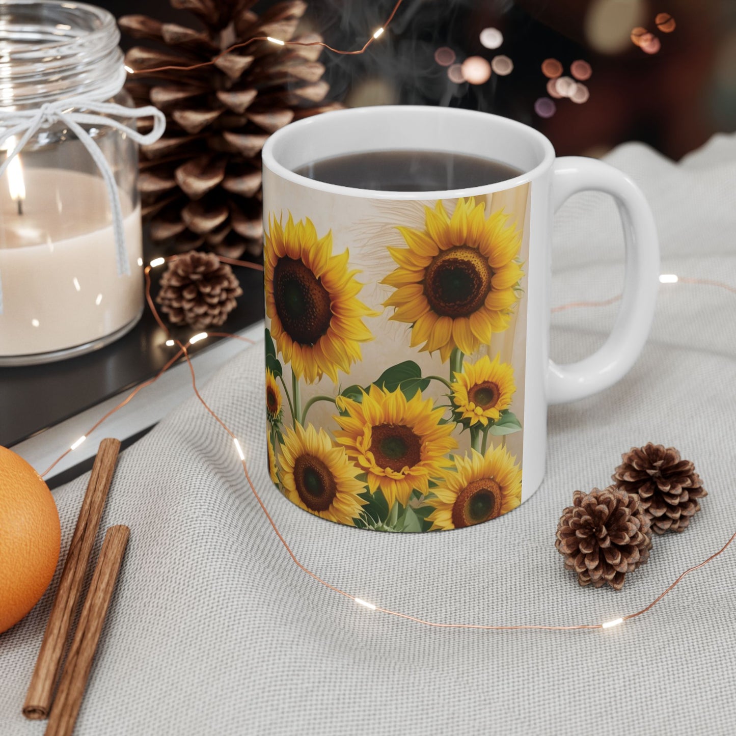 Sunflower coffee mug that brings a bright and cheerful vibe to your morning routine. Perfect for coffee lovers and those who enjoy floral designs. Ideal for gifting on birthdays, Mother's Day, or as a thank you gift.