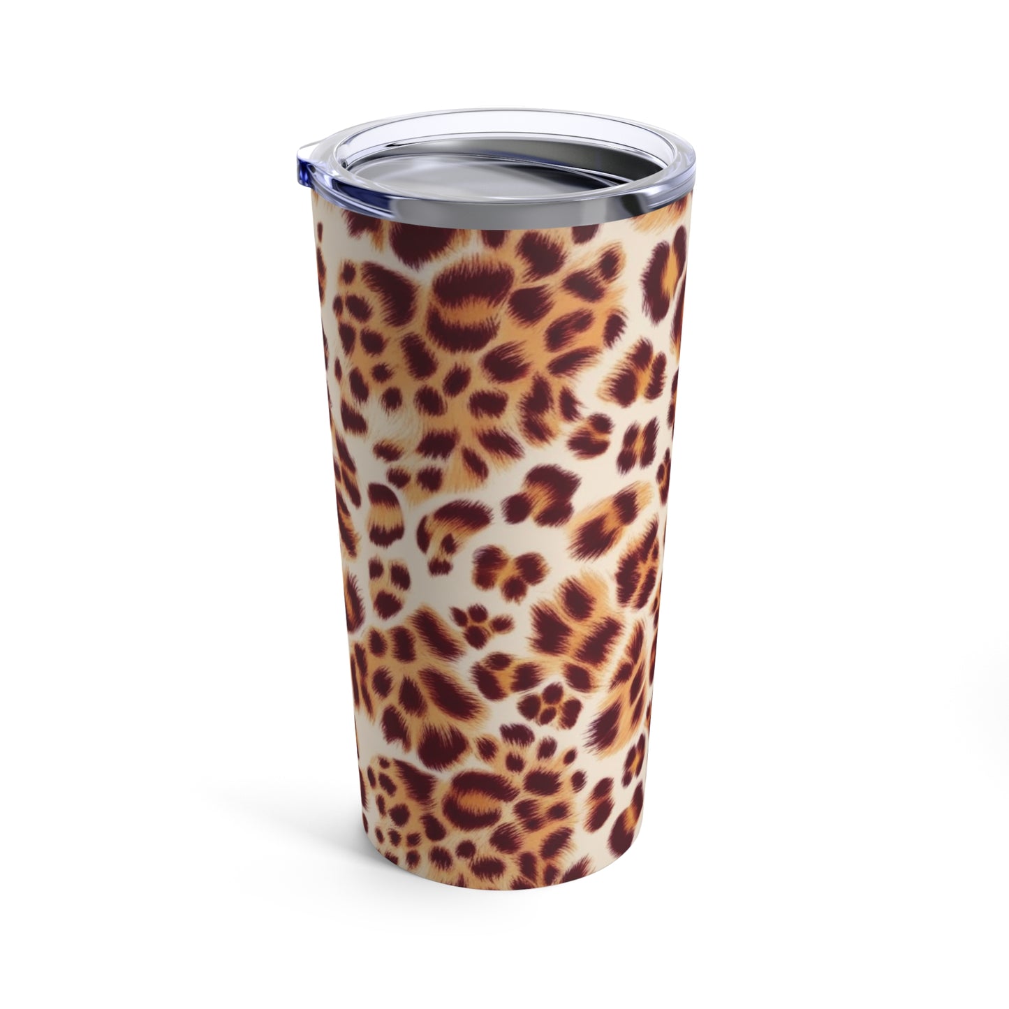 This Leopard Print Tumbler is a stylish and durable 20oz tumbler, perfect for keeping your drinks hot or cold. Its sleek design adds a touch of wildlife to your day. Whether on the go or relaxing at home, this tumbler is the perfect companion.