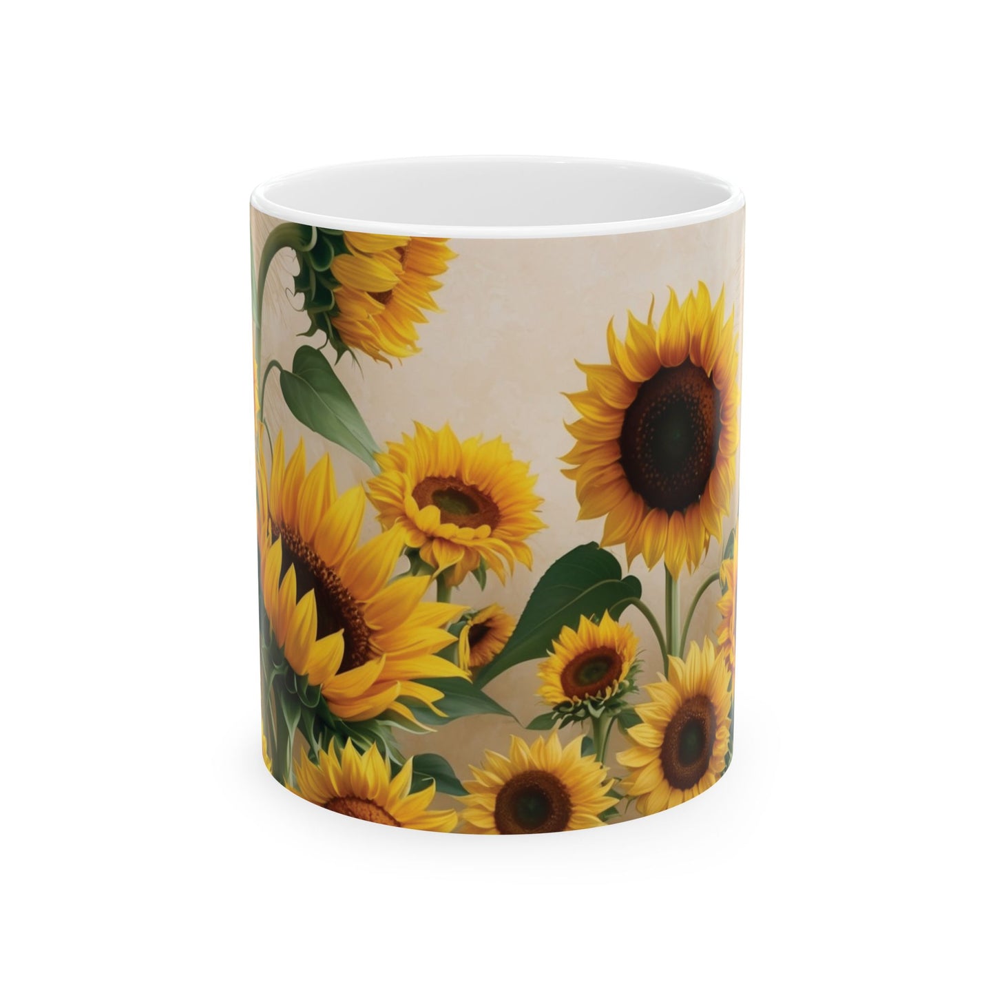 Sunflower coffee mug that brings a bright and cheerful vibe to your morning routine. Perfect for coffee lovers and those who enjoy floral designs. Ideal for gifting on birthdays, Mother's Day, or as a thank you gift.