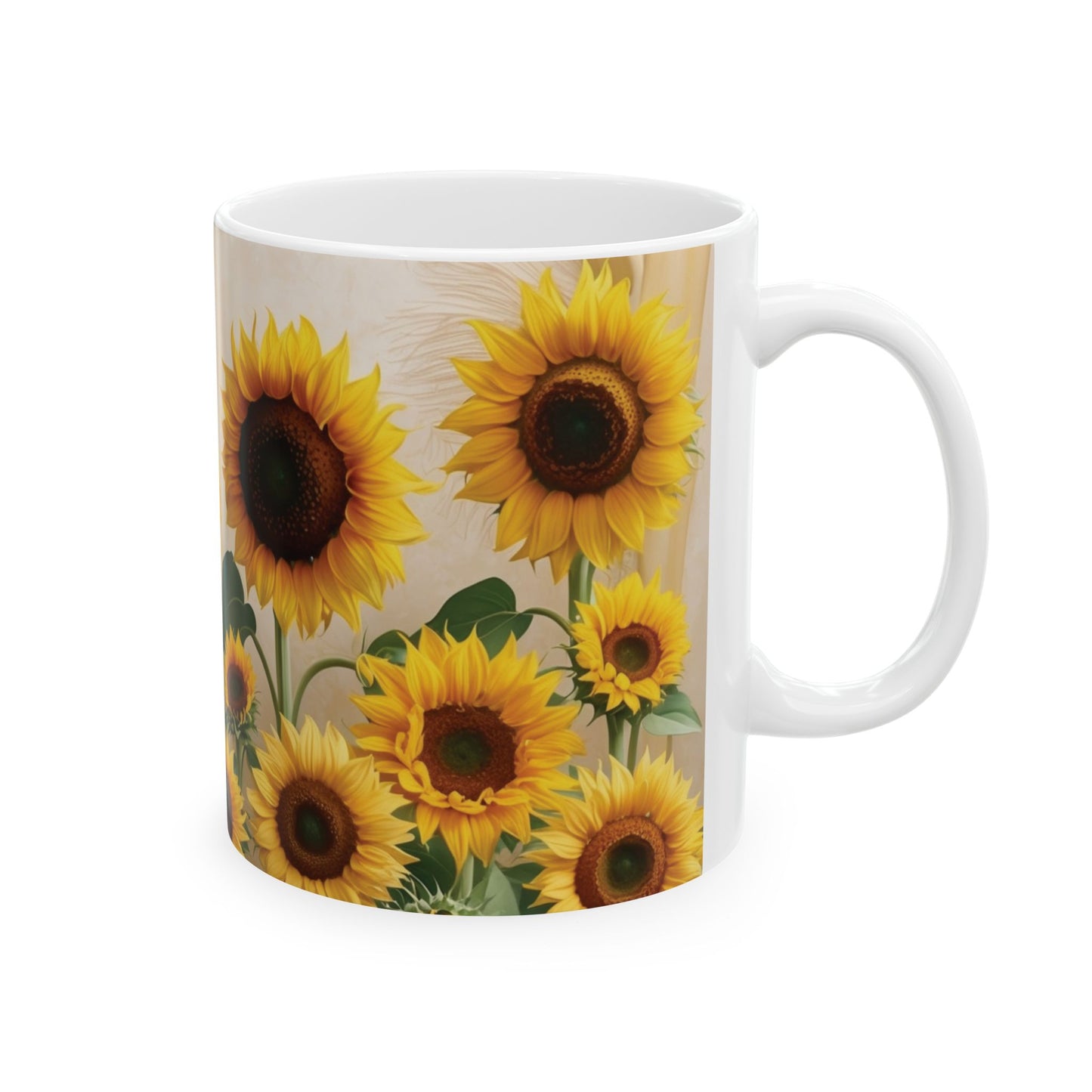 Sunflower coffee mug that brings a bright and cheerful vibe to your morning routine. Perfect for coffee lovers and those who enjoy floral designs. Ideal for gifting on birthdays, Mother's Day, or as a thank you gift.