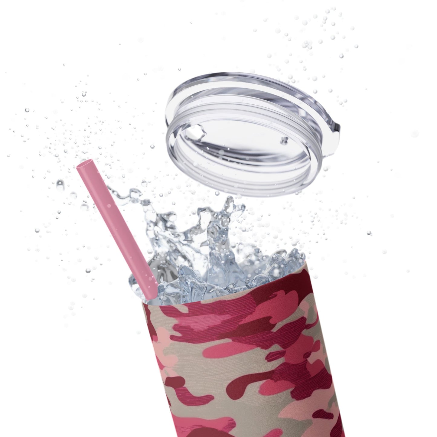 Stay hydrated in style with this Pink Camo Skinny Tumbler. The vibrant colors and unique design add a touch of fun to your daily routine. Perfect for those who love trendy accessories and want to stand out in a crowd.