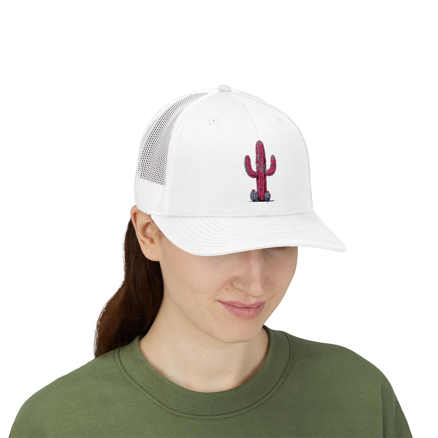 "Ms. Pink Nopal" - EMBROIDERED Snapback Trucker Cap - Lady